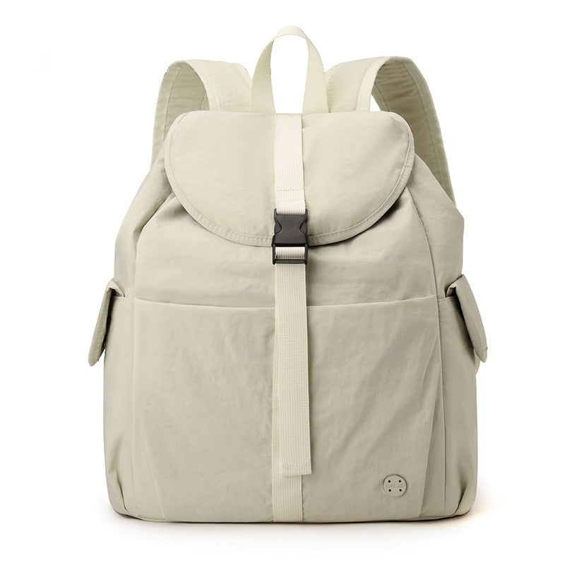 Drawstring Flap Nylon Backpack with Buckle