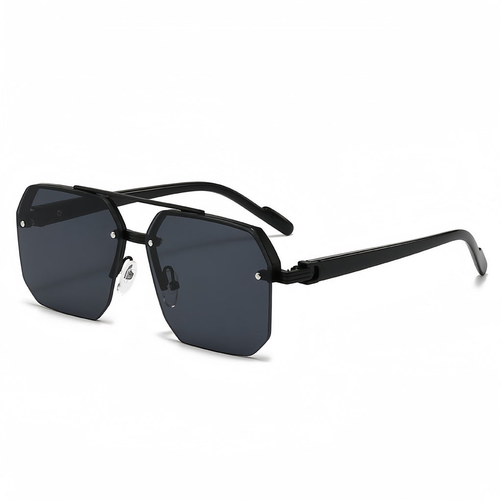 Geometric Double Bridge Rimless Sunglasses - Color_01