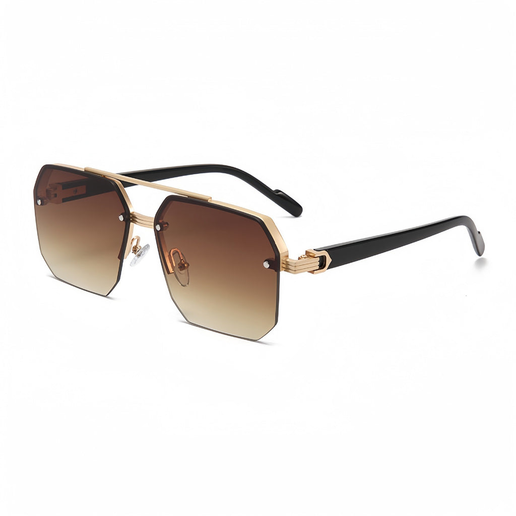 Geometric Double Bridge Rimless Sunglasses - Color_03