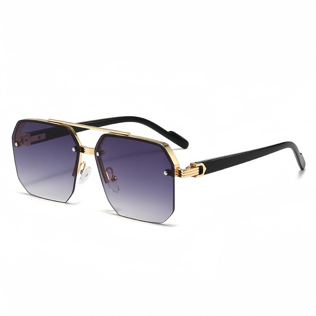 Geometric Double Bridge Rimless Sunglasses - Color_04
