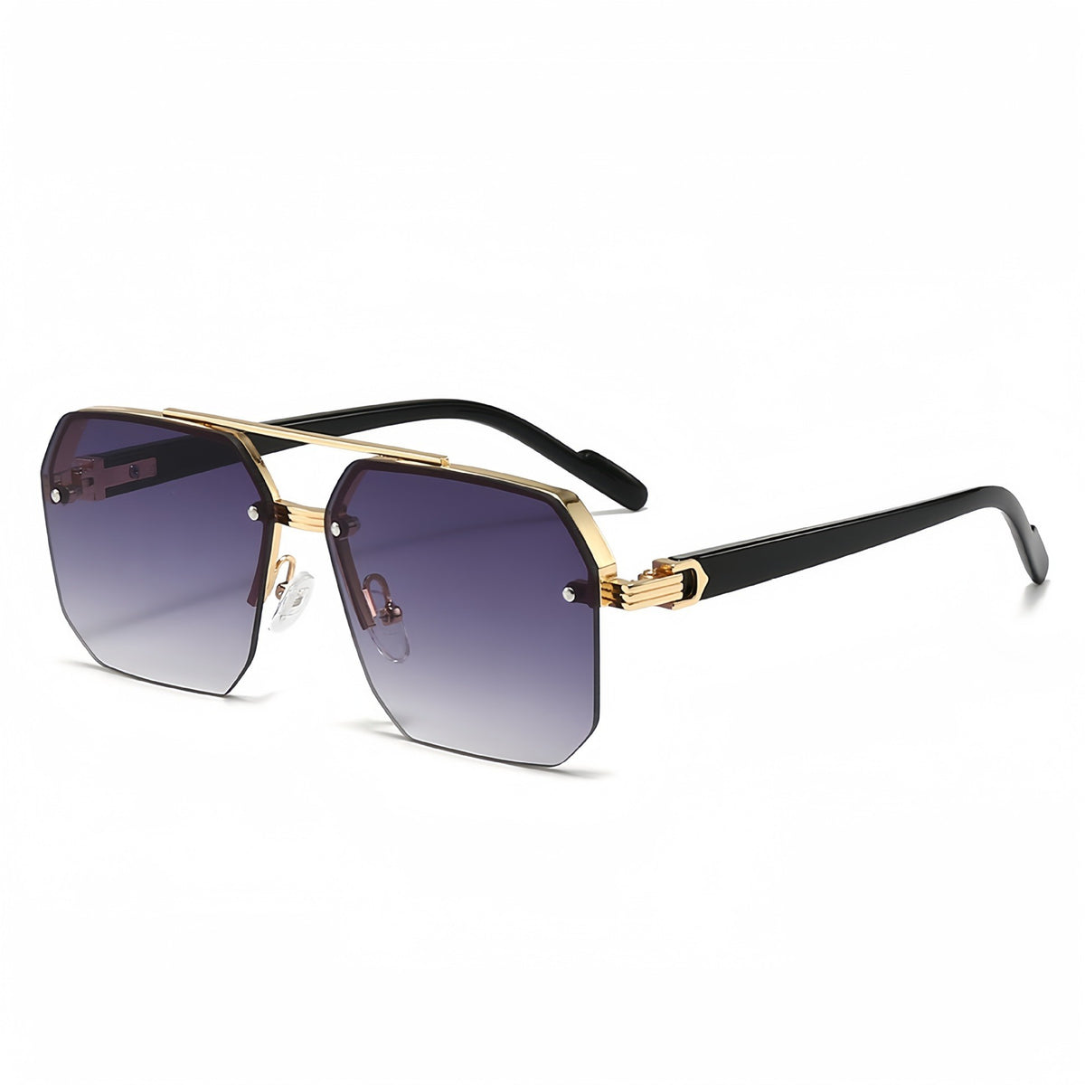 Geometric Double Bridge Rimless Sunglasses - Color_04