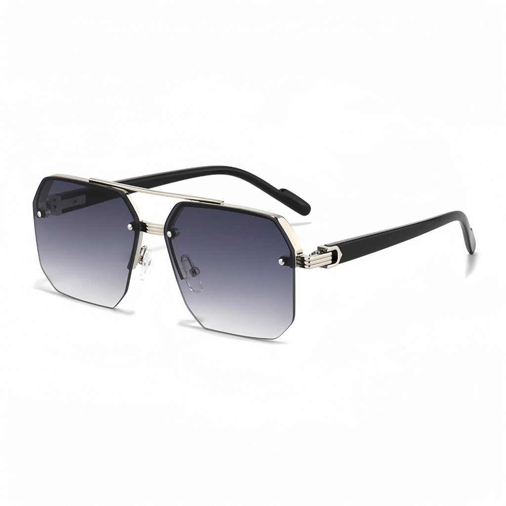 Geometric Double Bridge Rimless Sunglasses - Color_05