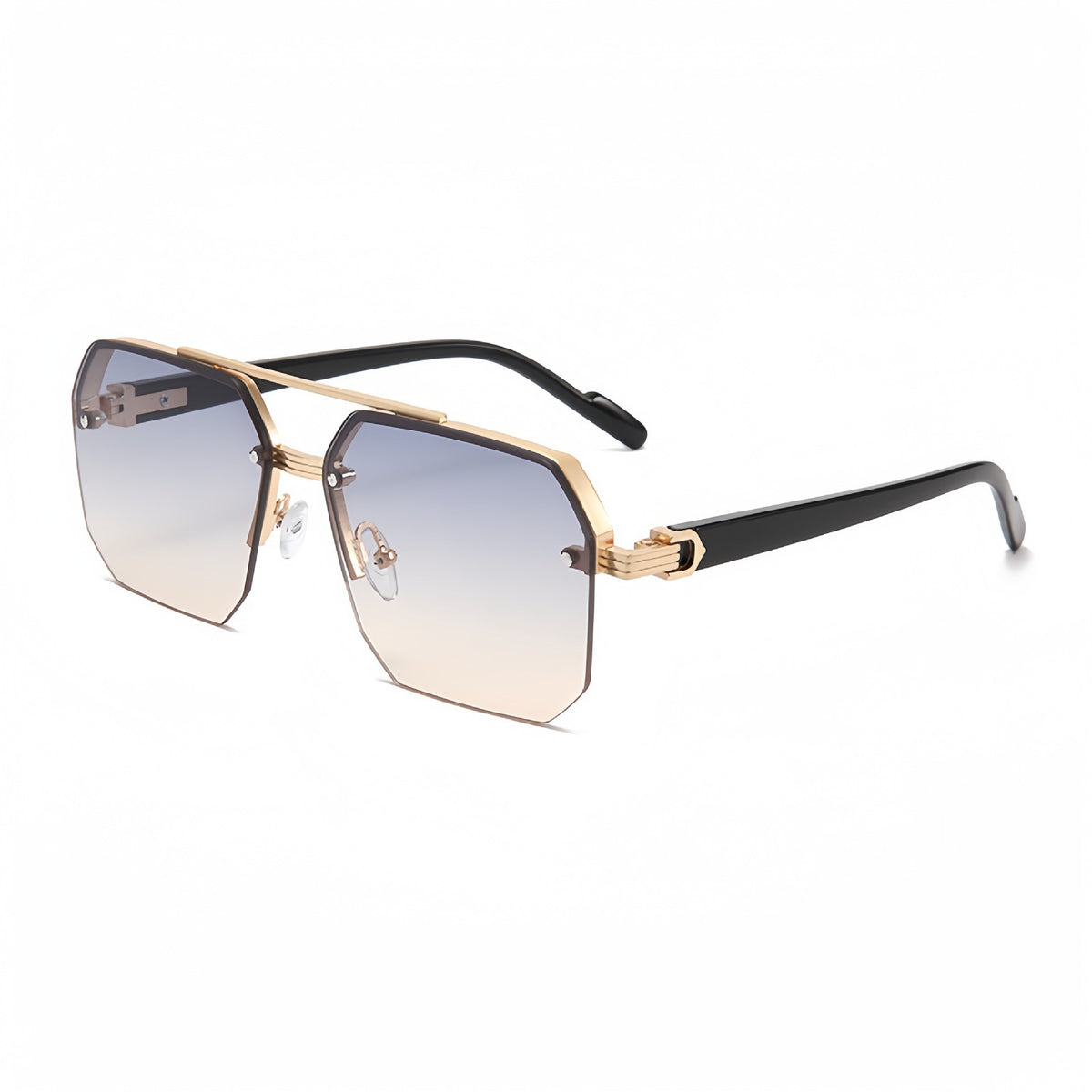 Geometric Double Bridge Rimless Sunglasses - Color_06