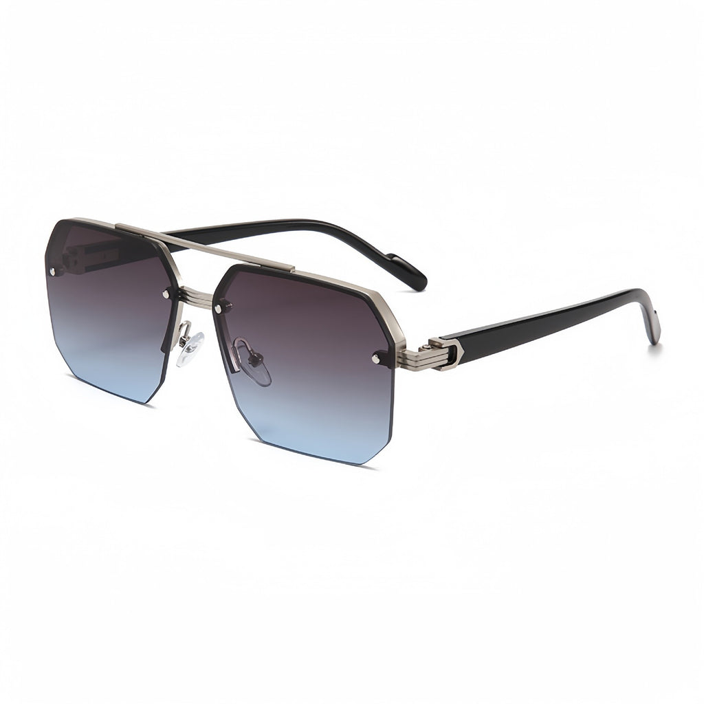Geometric Double Bridge Rimless Sunglasses - Color_07
