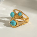 Twisted Wire Multi Stone Bohemian Ring - Blue