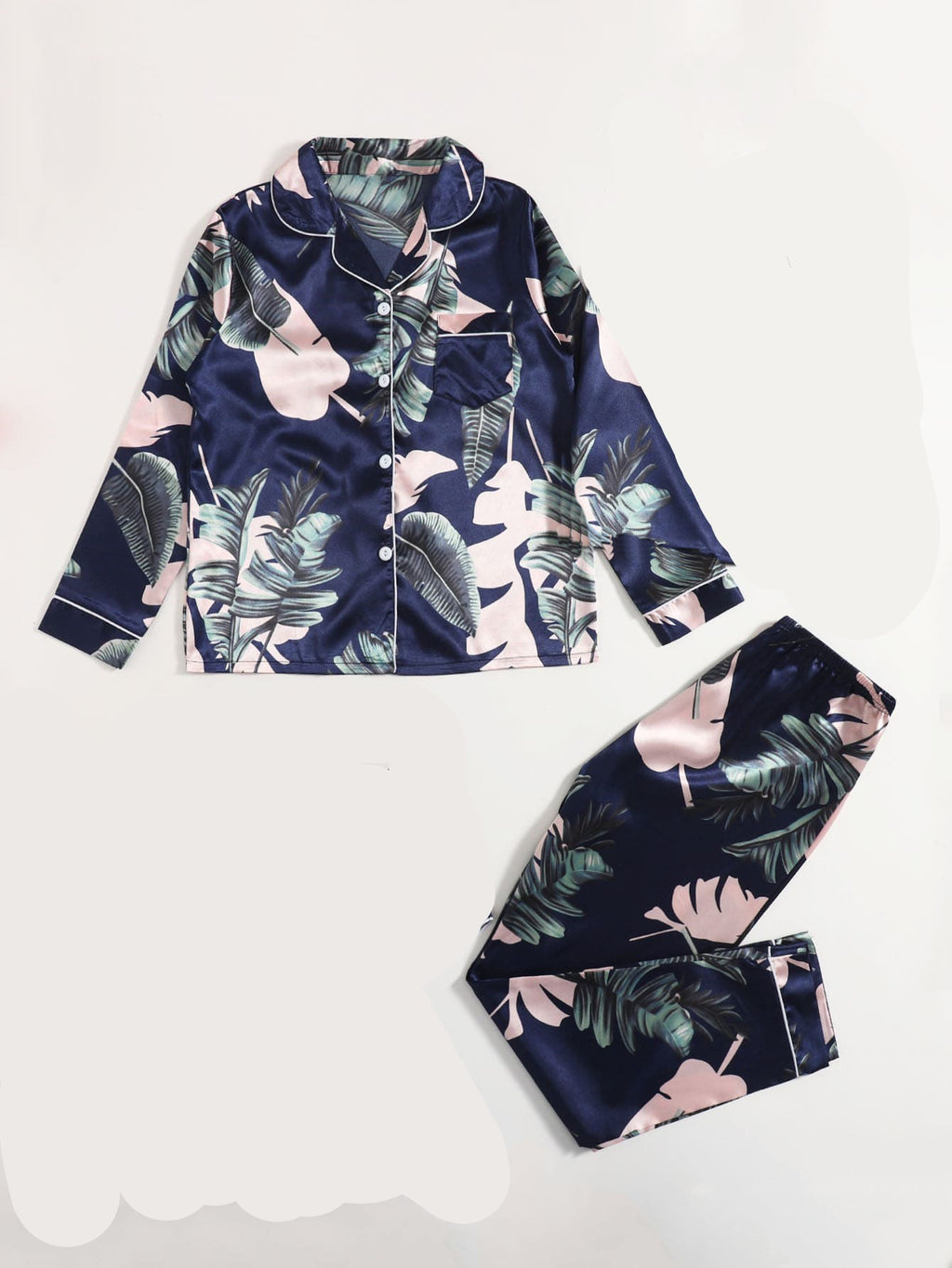 Animal Print Satin Pajama Set - Plantains