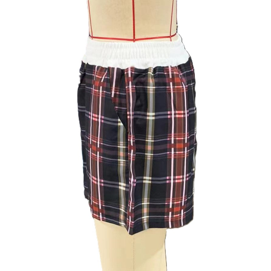 Plaid Boxer Shorts With Contrast Waistband - Brown - 3