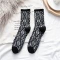 Diamond Argyle Jacquard Crew Socks - Black