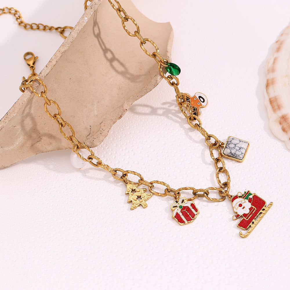Christmas Gift Box Charm Chain Necklace - Gold - 2