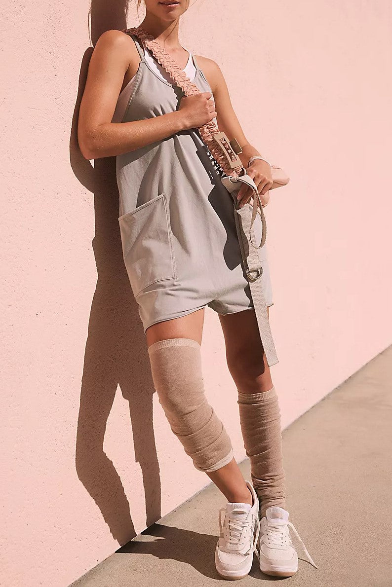 Oversized Slouchy Strappy Pocket Romper - Ash - 1