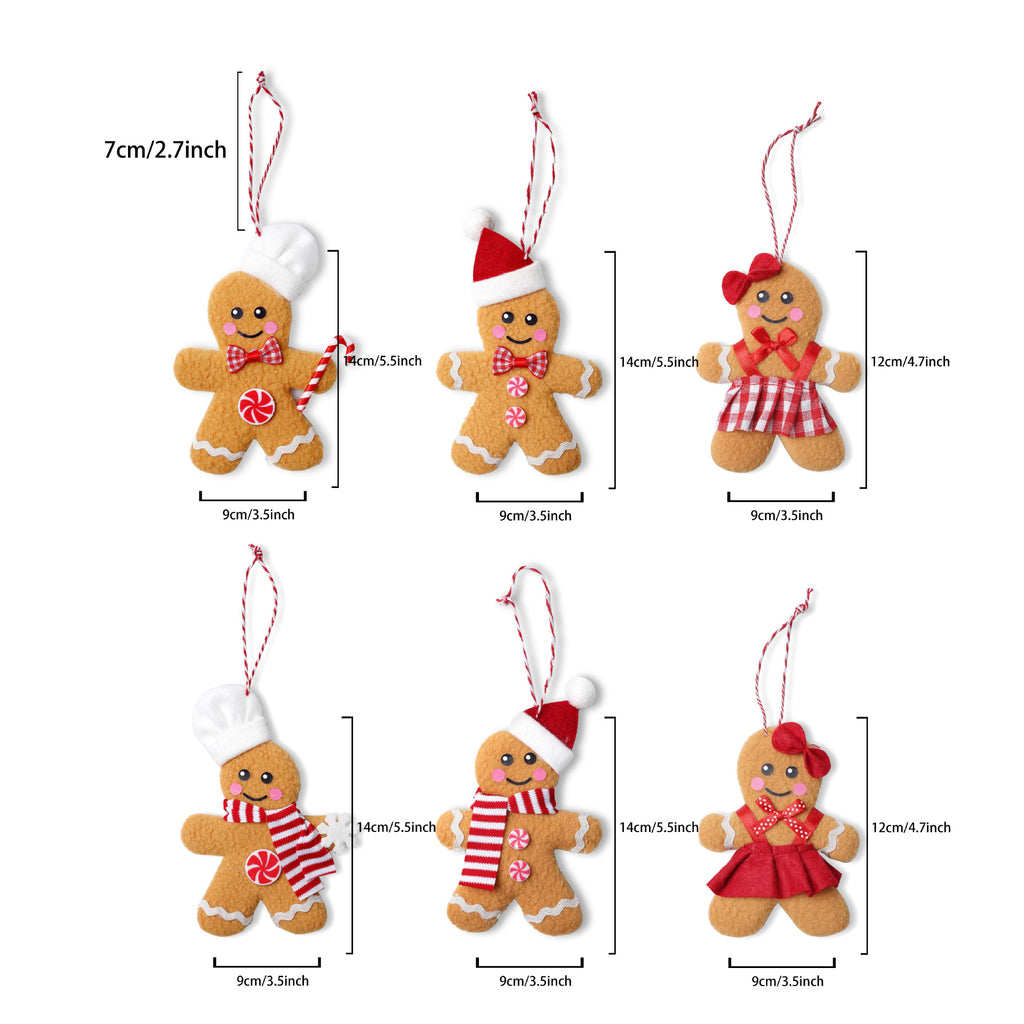 Gingerbread Hanging Tree Ornaments Holiday Decor Set - Set - 3