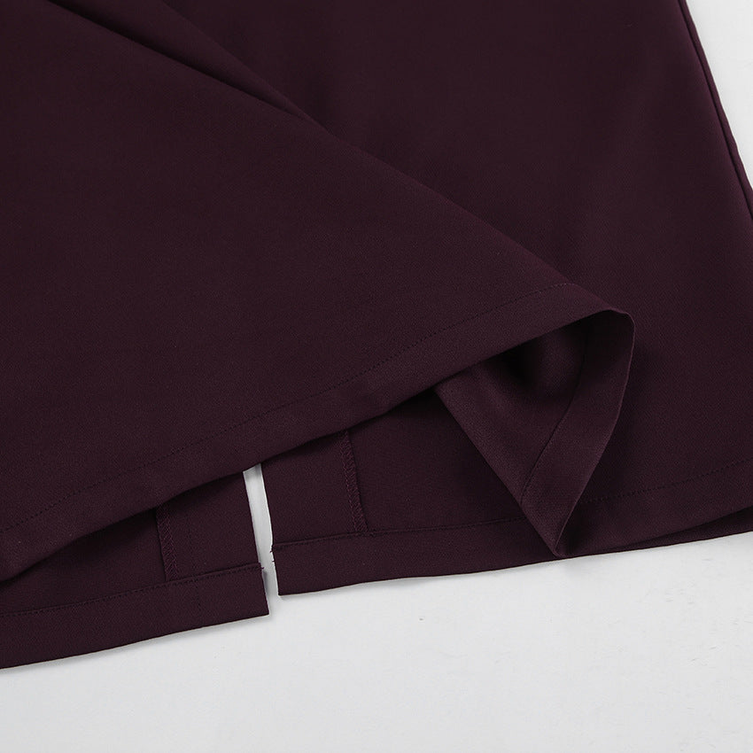 High Waist Column Maxi Skirt With Back Slit - Brown - 5
