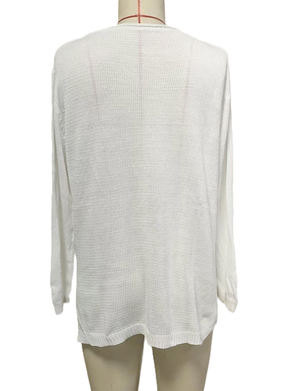 Slogan Print Long Sleeve Lightweight Knit Top - COFFEE - 2