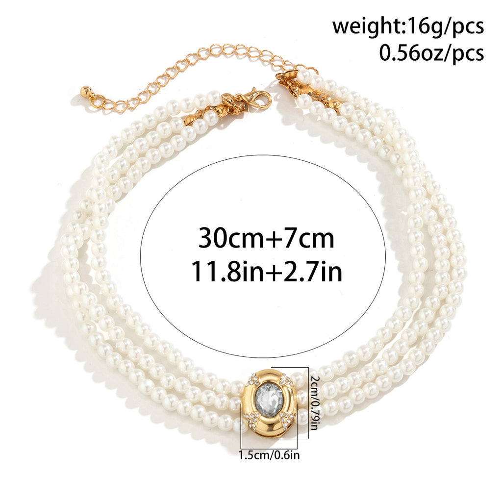 Layered Pearl Choker Necklace Set