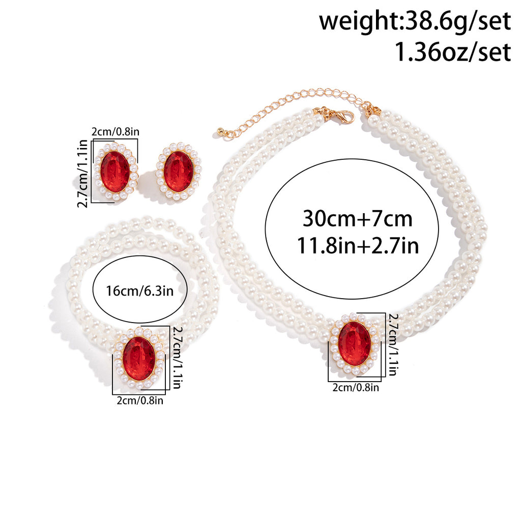 Layered Pearl Choker Necklace Set - view 3
