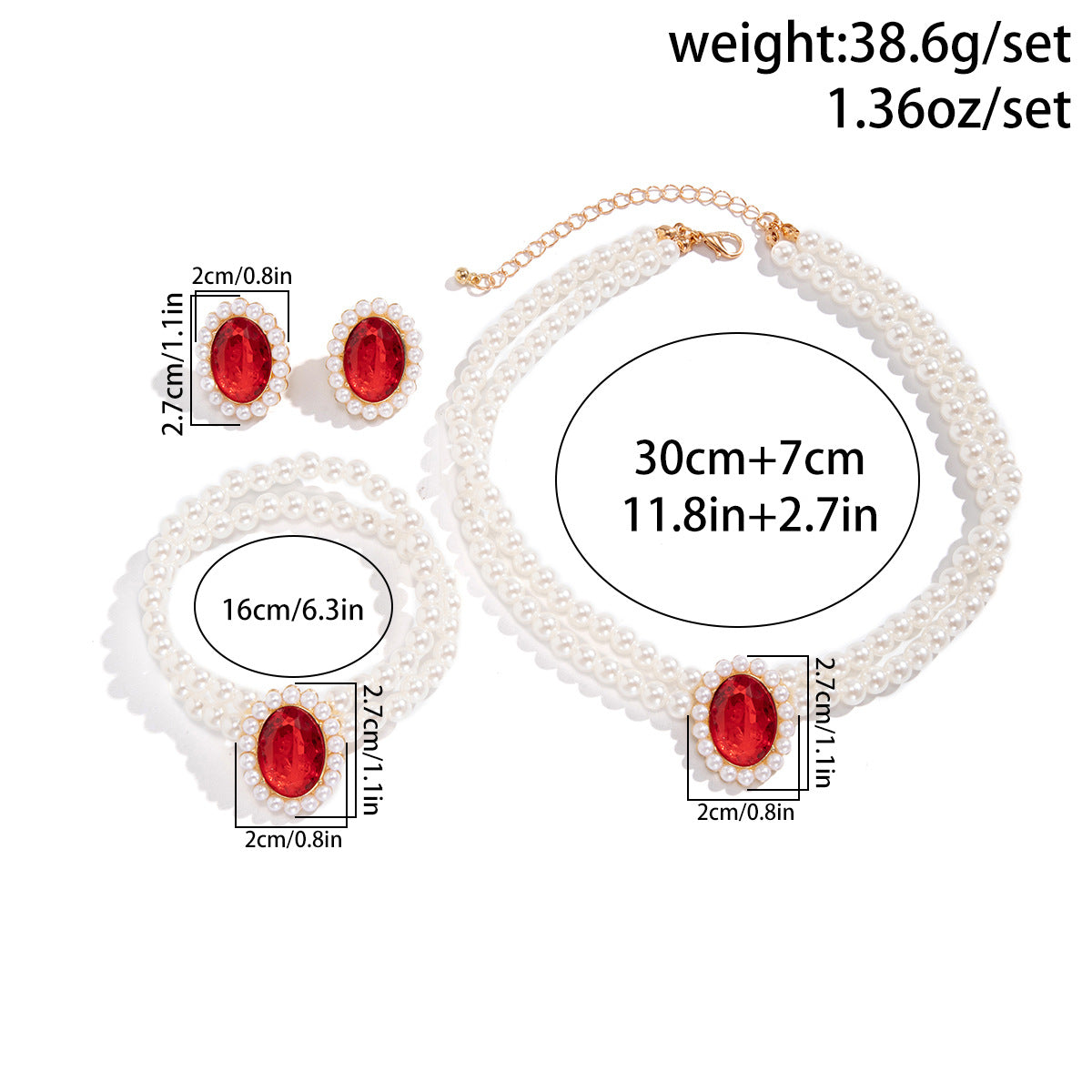 Layered Pearl Choker Necklace Set - view 3