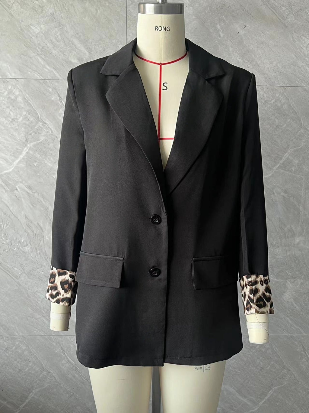 Leopard Cuff Two Button Longline Blazer