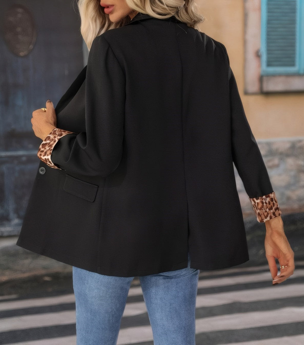 Leopard Cuff Two Button Longline Blazer - view 3