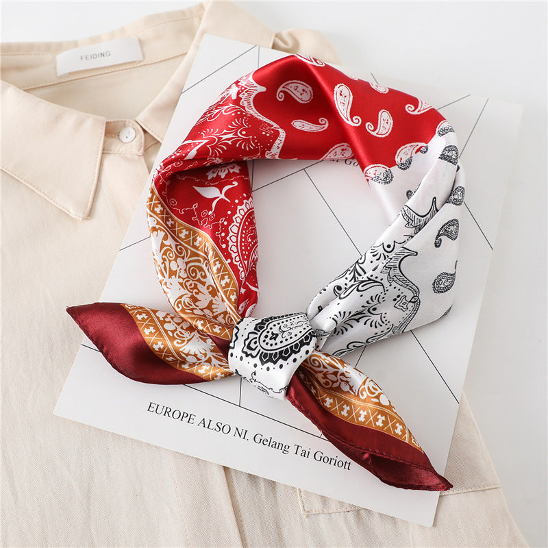 Paisley Print Square Satin Scarf - Color_09