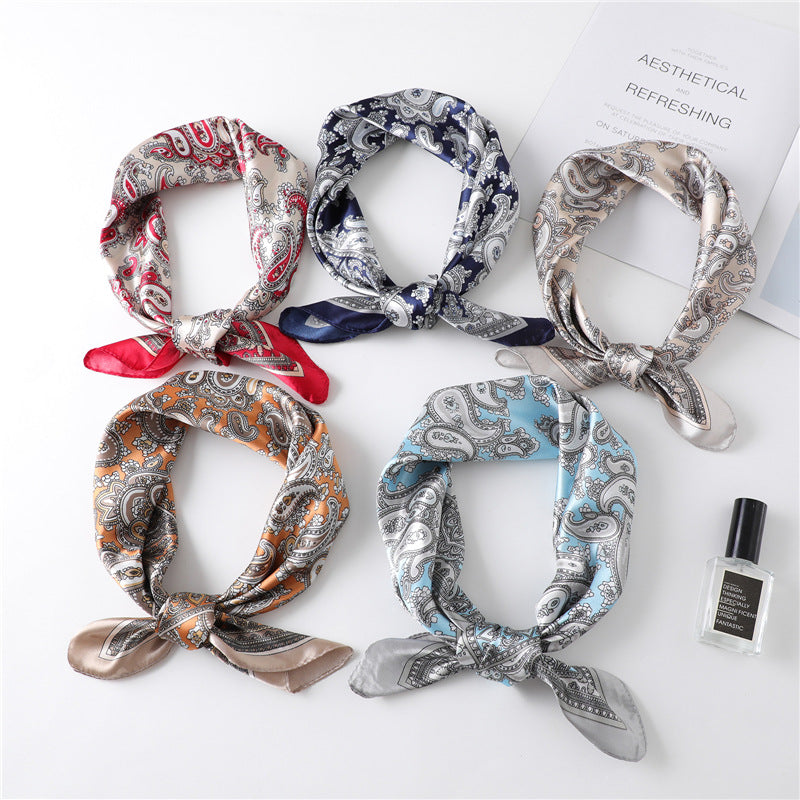 Paisley Print Square Satin Scarf