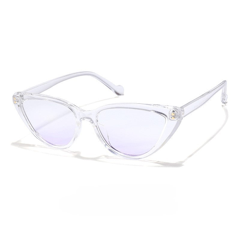 Narrow Pointed Cat Eye Candy Sunglasses - Purple