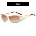 Narrow Rectangle Cutout Temple Sunglasses - C4