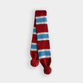 Striped Pom Pom Knit Winter Scarf - Red