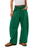 Exposed Seam Barrel Leg Athletic Sweatpants - Kelly Green