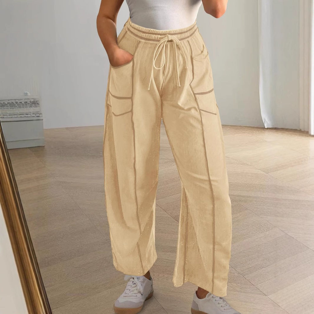 Exposed Seam Barrel Leg Athletic Sweatpants