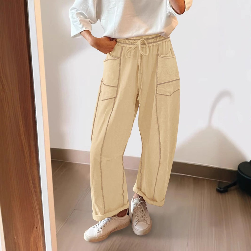 Exposed Seam Barrel Leg Athletic Sweatpants