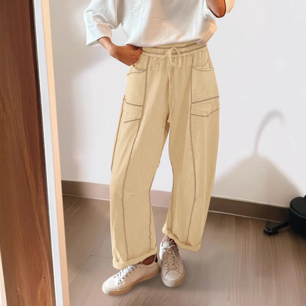 Exposed Seam Barrel Leg Athletic Sweatpants