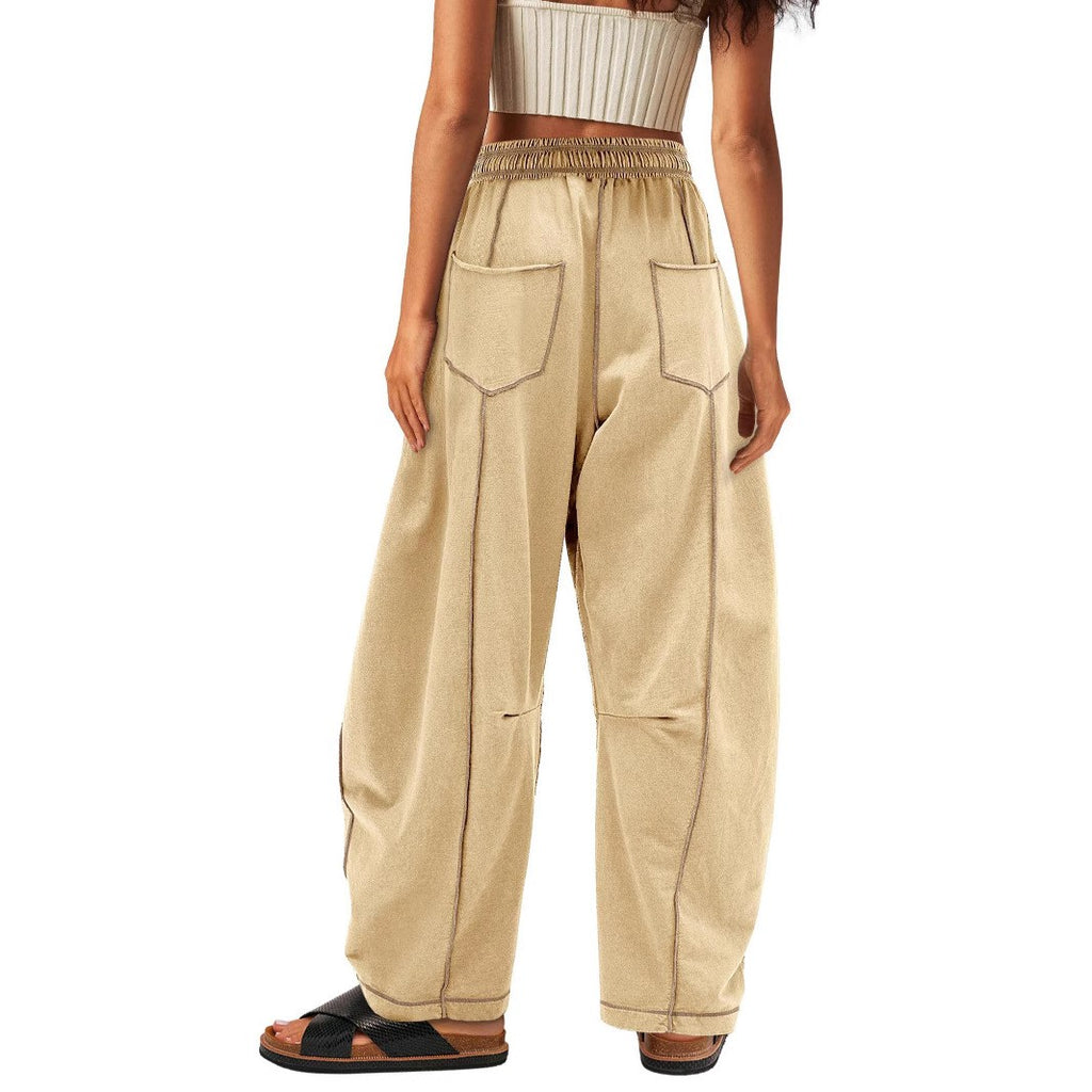 Exposed Seam Barrel Leg Athletic Sweatpants