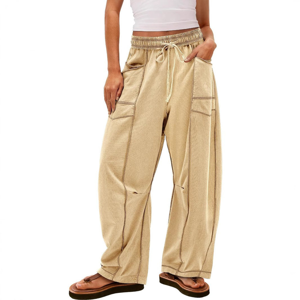 Exposed Seam Barrel Leg Athletic Sweatpants
