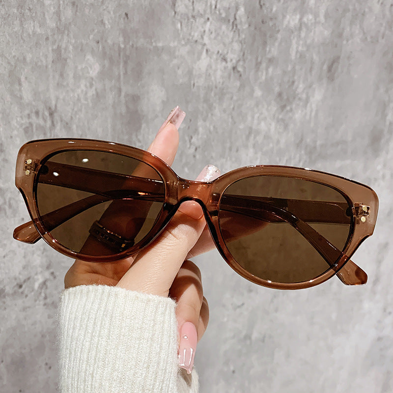 Slim Vintage Cat Eye Sunglasses - Tea