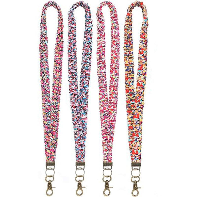 Confetti Print Fabric Lanyard Key Strap - 4pcs