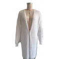 Longline Plush Open Front Duster Coat - White