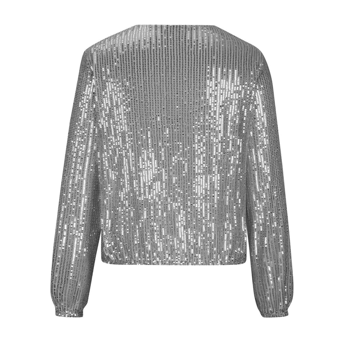 Sparkle Sequin Zip Up Bomber Jacket - Grey - 1