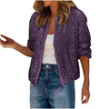 Sparkle Sequin Zip Up Bomber Jacket - Purple