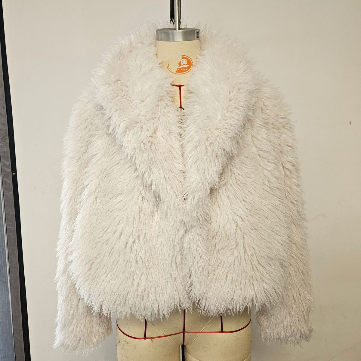 Shaggy Faux Fur Wide Lapel Jacket - white