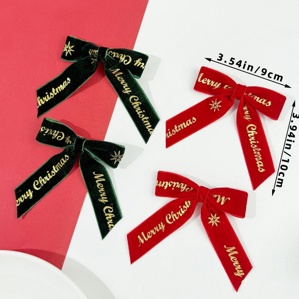 Foil Lettered Velvet Christmas Bow Clip - view 4