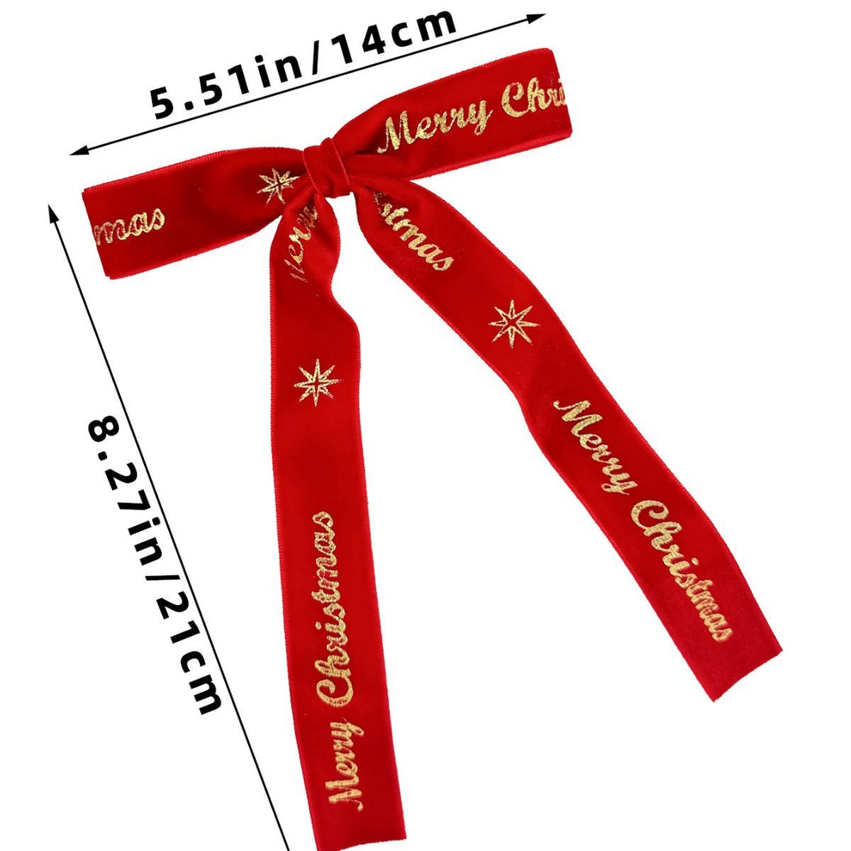 Foil Lettered Velvet Christmas Bow Clip - view 5