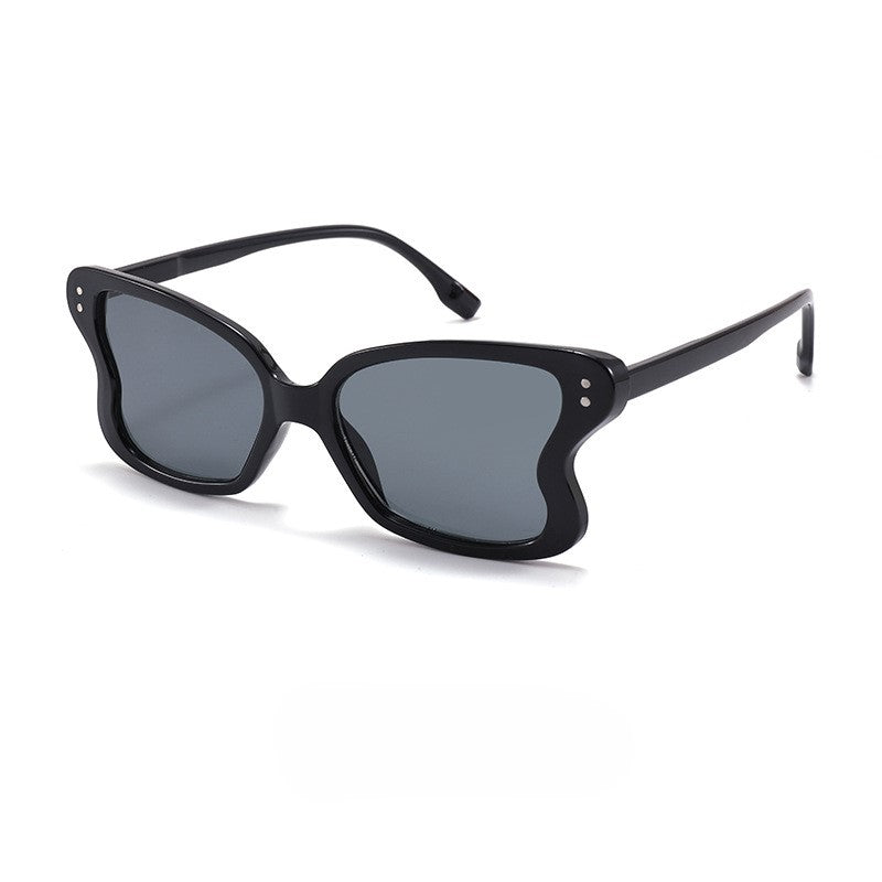 Butterfly Wing Oversized Square Sunglasses - Black