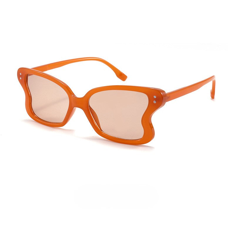 Butterfly Wing Oversized Square Sunglasses - Orange