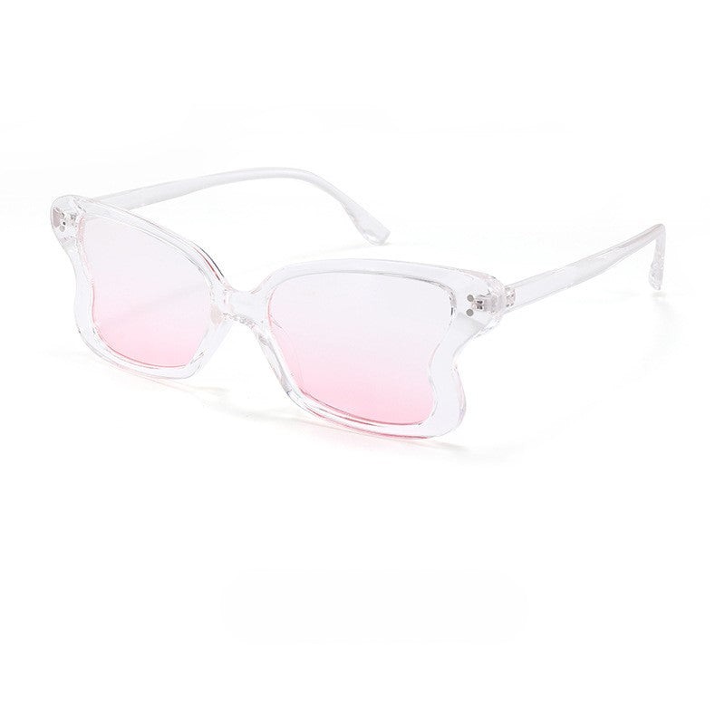 Butterfly Wing Oversized Square Sunglasses - White