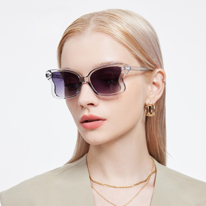 Butterfly Wing Oversized Square Sunglasses - White - 1