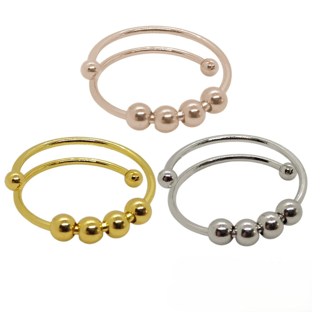 Sliding Bead Fidget Double Band Ring