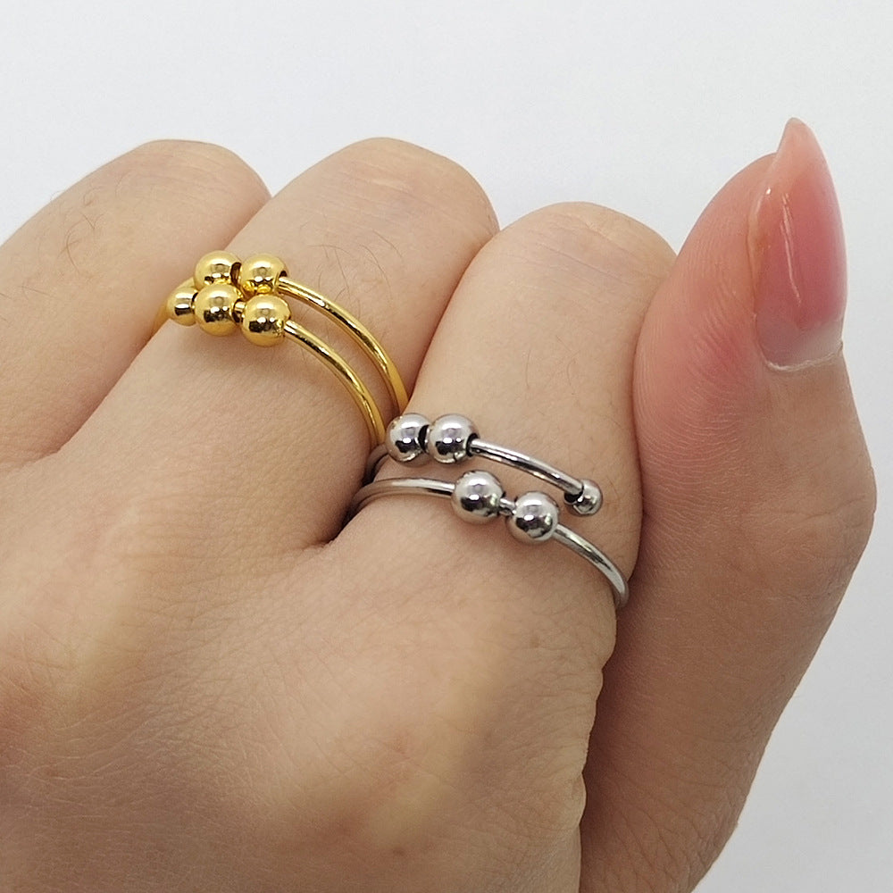Sliding Bead Fidget Double Band Ring - view 1