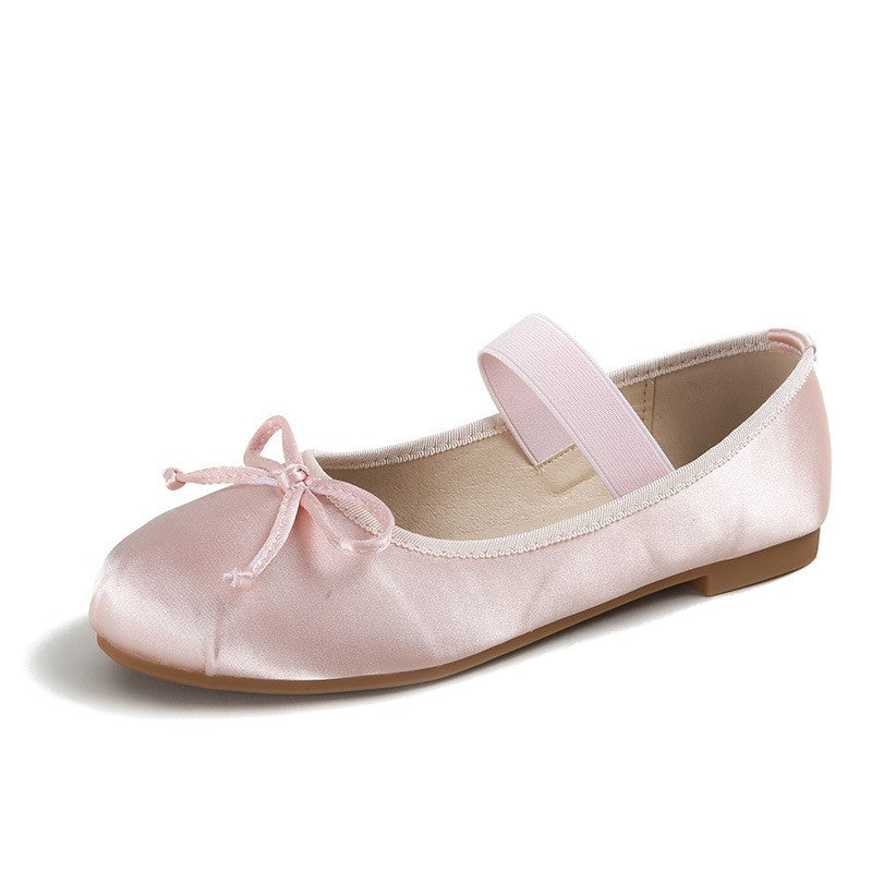 Satin Bow Mary Jane Ballet Flats