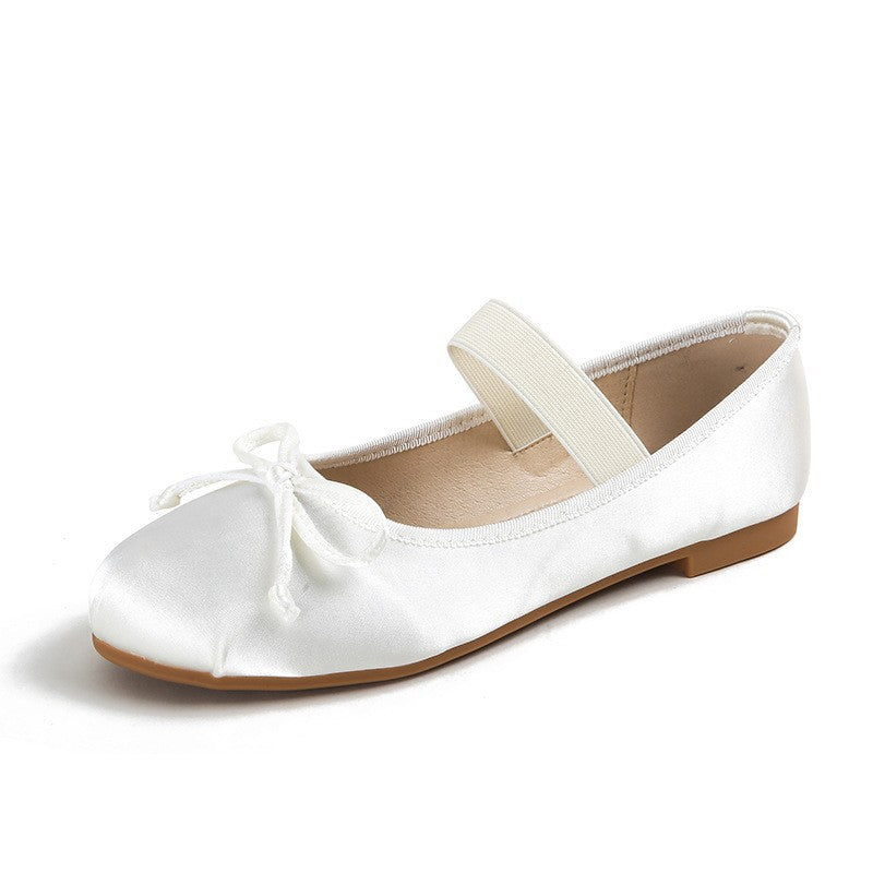 Satin Bow Mary Jane Ballet Flats