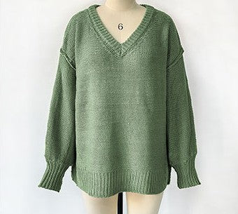 Deep V-Neck Slouchy Oversized Knit Jumper